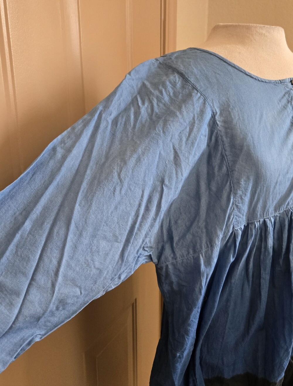 GUDRUN SJODEN Blue Multicolor Oversized Long Sleeve Blouson Scandi Dress xL - Picture 2 of 5